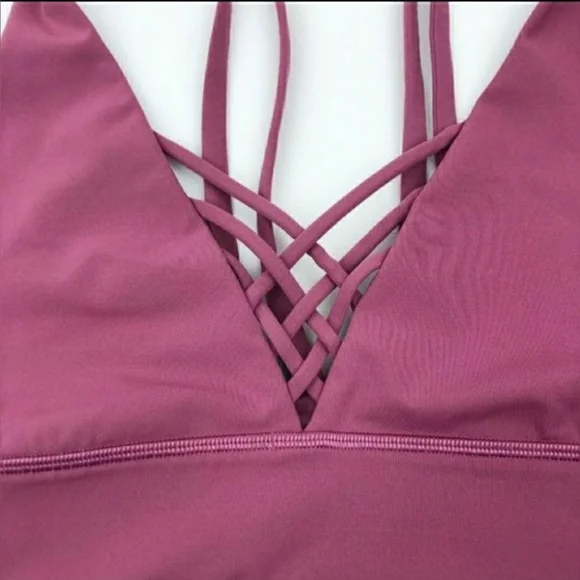 🌸Lululemon Strappy LongLine V-Neck Plunge Bra •Moss Rose🌸NWOT - Picture 7 of 11